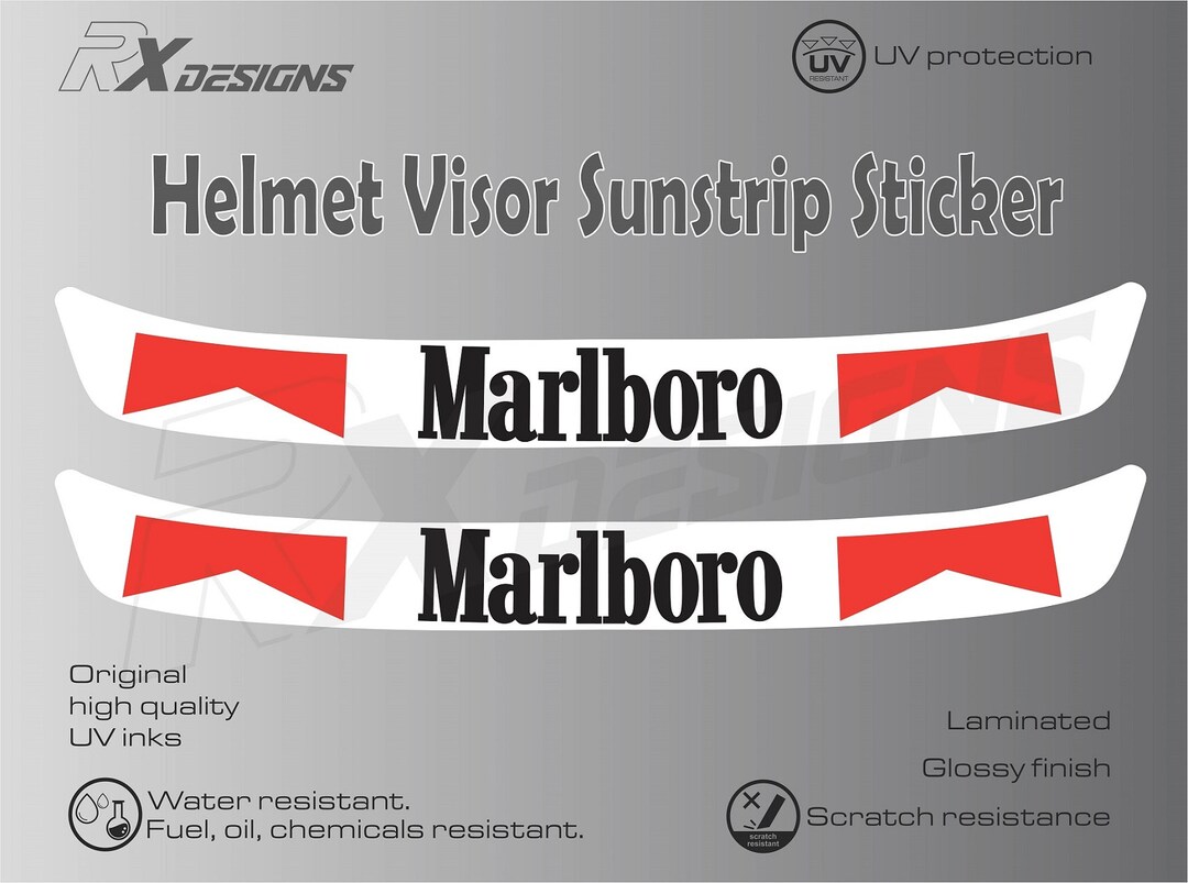 2 X Marlboro Helmet Visor Sunstrip Sticker Decal 295mm Etsy