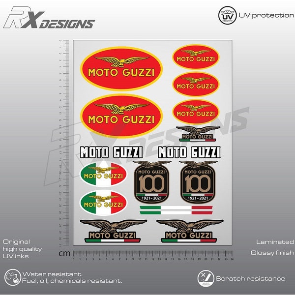 Moto Guzzi stickers set Moto Guzzi decals, stickers graphics decals Laminated