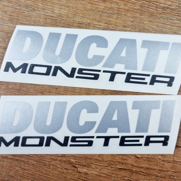 Lot de 2 stickers Ducati pour tank monstre - 5,5 x 1,4 pouces (140 x 36 mm) + 2 stickers avec logo