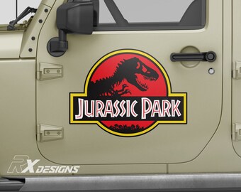 2 x Jurassic Park Car Decal, Jurassic Park Stickers for Car Doors, stickers graphics decals Laminated,