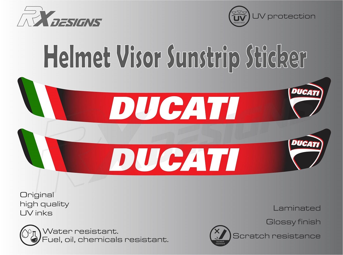 Reflektierende Motorrad Aufkleber Set Grafiken Verkleidungstaschen  Helmaufkleber für DUCATI Monster 621 796 797 821 1200 S Rot Laminiert -  .de