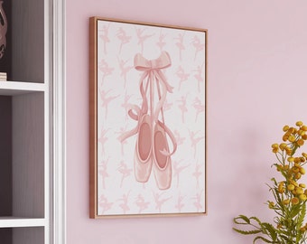 Pink Pointe Shoe Print, Ballerina Wall Art (Digital Download)