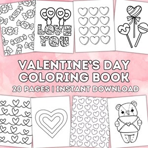 Valentine&#39;s Day Coloring Pages | Instant Download | Valentine&#39;s Day Kids Activity | Valentine Party | Coloring Pages | Valentine Coloring