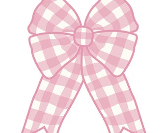 Lazo de cuadros rosas PNG, imágenes prediseñadas femeninas (descarga digital)