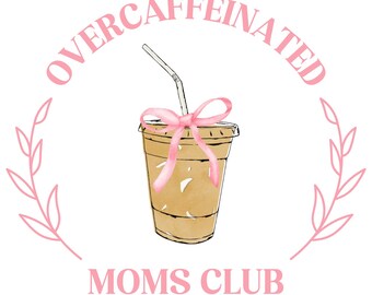 Club delle mamme ipercaffeinate PNG, Maglietta con fiocco di caffè (Download digitale)