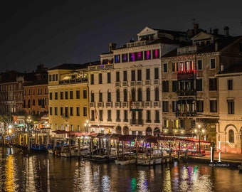 Venice Grand Canal Night Photography Print, Italy Travel Art