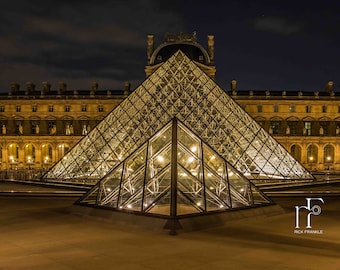 Louvre Pyramids Photo Paris France Photography Travel Fine Art Print Wall Art Photograph Office Lobby Interior Design Vacation Souvenir