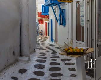 Mykonos Greece Street Photography Travel Fine Art Print Wall Art Photograph Office Lobby Interior Design Vacation Souvenir Photo