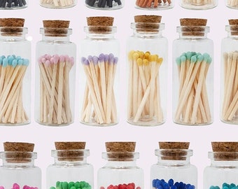 25 Colored Matches in Mini Cork Jar | Party Favors