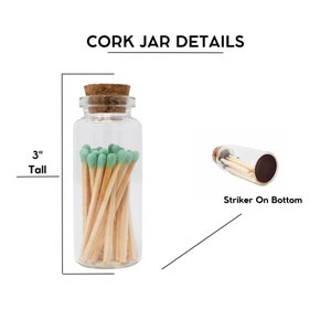 Apothecary Matches Cork Match Jar Safety Matches Jar of Matches 20 Colored Matches 2 Wedding Matches Party Favor Matches image 3