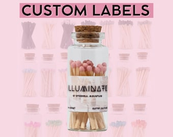 Custom Label Matches | Cork Jar, Glass Vial | Colored Matches