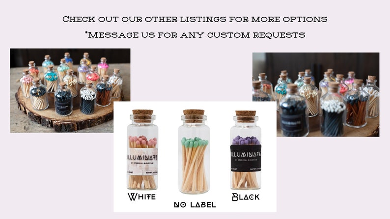Apothecary Matches Cork Match Jar Safety Matches Jar of Matches 20 Colored Matches 2 Wedding Matches Party Favor Matches image 9