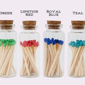 Apothecary Matches Cork Match Jar Safety Matches Jar of Matches 20 Colored Matches 2 Wedding Matches Party Favor Matches image 6