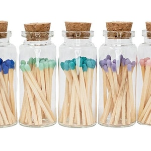 Apothecary Matches Cork Match Jar Safety Matches Jar of Matches 20 Colored Matches 2 Wedding Matches Party Favor Matches image 2