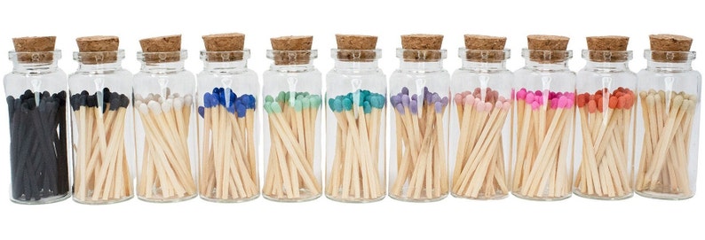 Apothecary Matches Cork Match Jar Safety Matches Jar of Matches 20 Colored Matches 2 Wedding Matches Party Favor Matches image 2