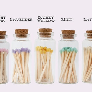 Apothecary Matches Cork Match Jar Safety Matches Jar of Matches 20 Colored Matches 2 Wedding Matches Party Favor Matches image 5