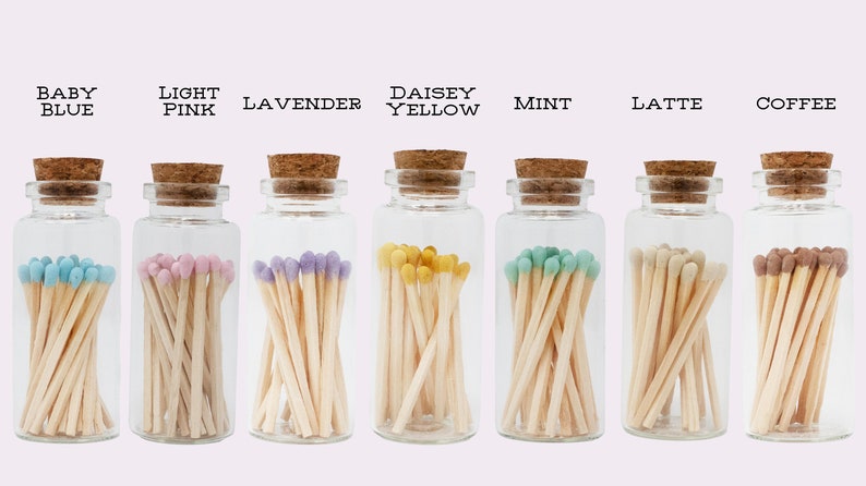 Apothecary Matches Cork Match Jar Safety Matches Jar of Matches 20 Colored Matches 2 Wedding Matches Party Favor Matches image 5