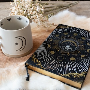 Moon Phase Journal & Ceramic Mug | Celestial Dream Journal Sketch Book