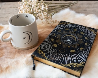 Moon Phase Journal & Ceramic Mug | Celestial Dream Journal Sketch Book