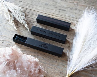 Sleek 4" Black Matches in Black Box | Ethereal Mountain | Custom Match Boxes