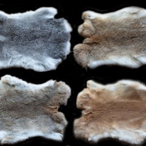 Natural Rabbit Pelts - Grey & White - 4 Hide Lot (rs2)