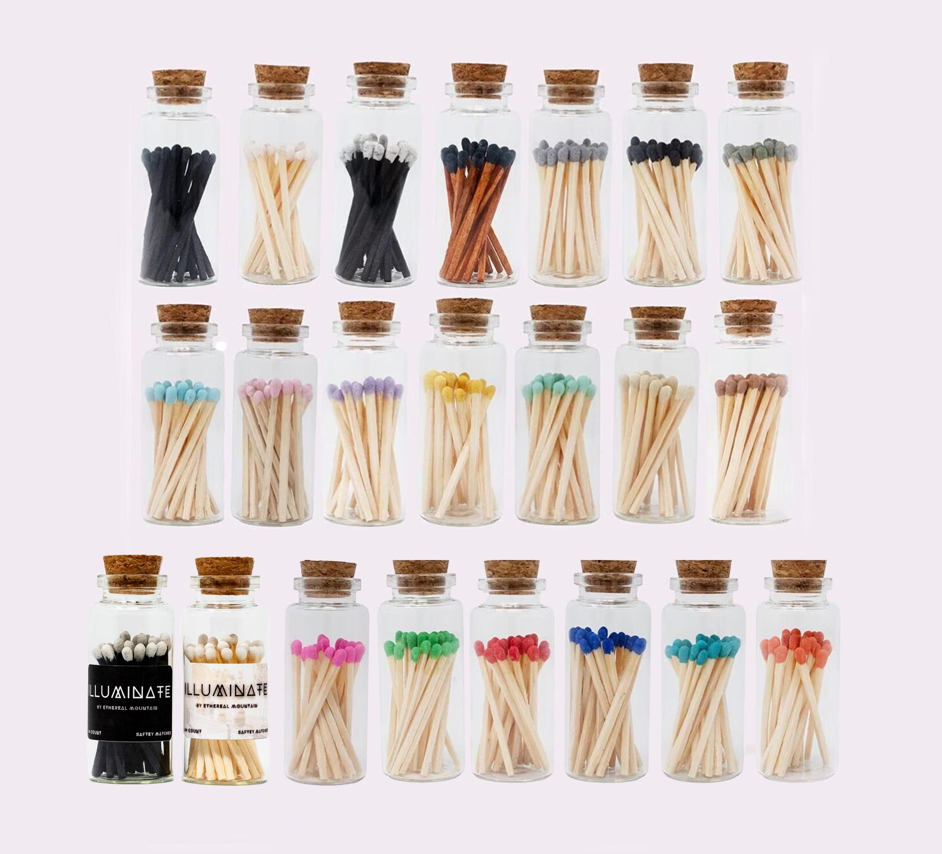 25 Matches in Jar | Safety Matches | Glass Vials | 25 Colored Matches | Ethereal Mountain