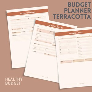 Budget Planner Printable Bundle | Terracotta & Cream | Monthly Budget Weekly Spending Savings Tracker | A4 PDF Instant Download
