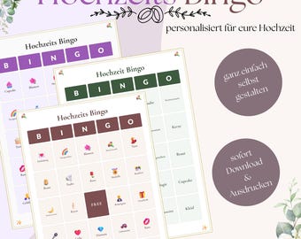 Spersonalizowane bingo weselne | Stworzone na zamówienie dla Twojego ślubu | Gra weselna dla gości | Bingo weselne | PDF | Bingo weselne