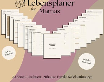 Planer Życia dla Mam | Cyfrowy Planer PDF | Niedatowany Planer Rodzinny | Tygodniowy Planer Budżetu Domowego | Dbanie o Siebie