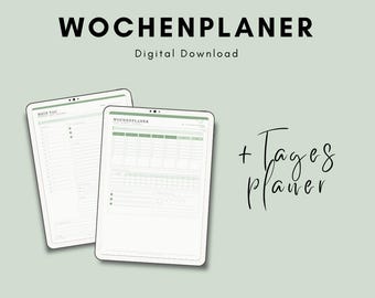 Planer tygodniowy do druku (po niemiecku) | Planer dzienny (PDF, A4) | Pobieranie cyfrowe | Bez daty | Planer skupienia | Harmonogram