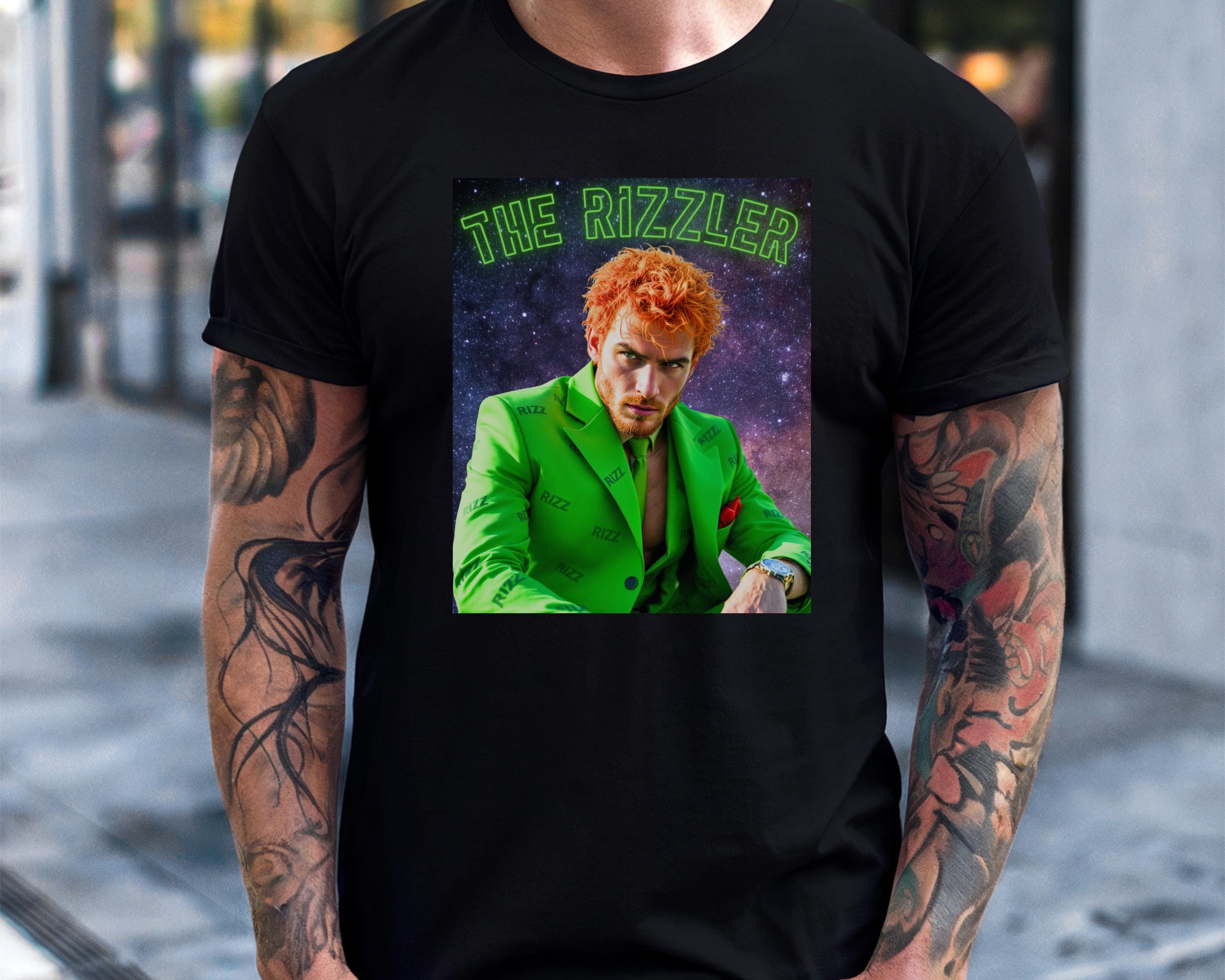 Funny Picture Rizzler Rizzler Meme Clothing Design Funny Tshirt Black Figure Space Graphic ...