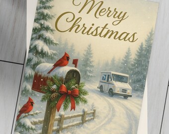 Christmas Postcard Bundle, Personalized Mail Carrier Thank You Cards, Envelopes Included, Merry Chistmas Card Set Letter Carrier Holiday