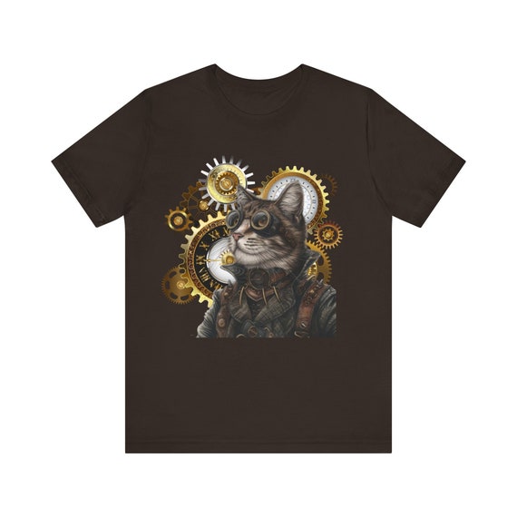 Mens Vintage Steampunk Cat T-Shirt Mens Vintage Steampunk Cat T-Shirt