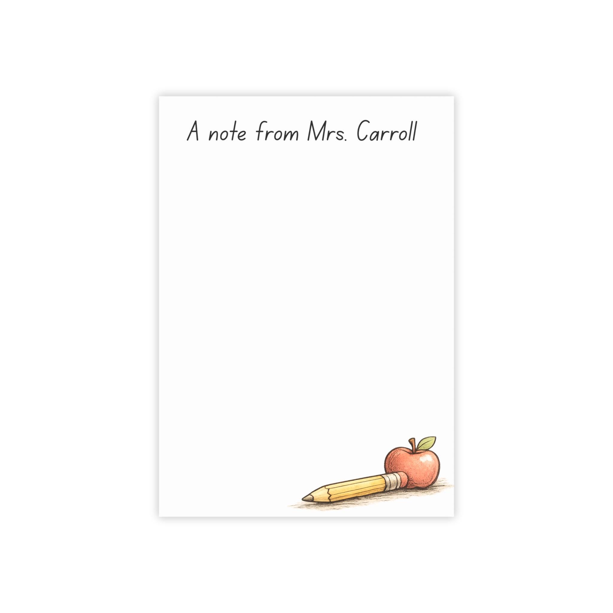 Personalized Teacher Name Post-it Note Pads | Pencil & Apple Notepad - Etsy