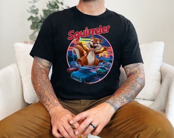 Men's Funny Squirrel Froger T-Shirt Design - Squirreler Jumping Over Cars