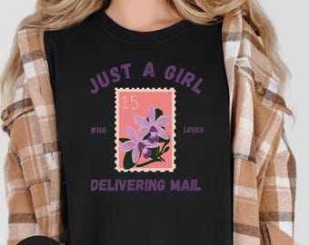 Floral Stamp Mail Carrier Shirt – Gift for Postal Worker