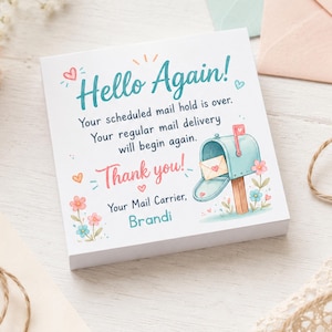 Personalized Hello Again mail carrier note pads | Post-it Note Pads