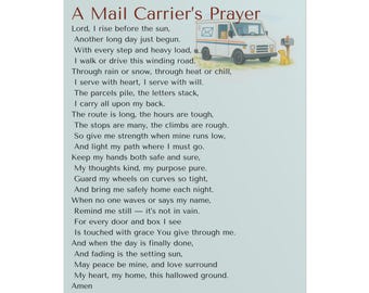 Inspirational Mail Carrier 8x10 Posters for Mailman and Mail Lady, Rural Carrier Life, The Mail Carriers Prayer Poster