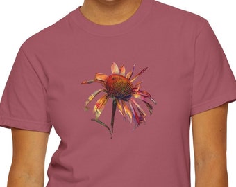 Camiseta minimalista de margaritas rotas - Camiseta con estampado floral