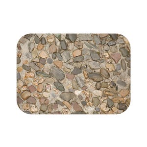 Rustic Bath Mat featuring Rustic Cobblestone Design, stone bathmat, rock bathmat
