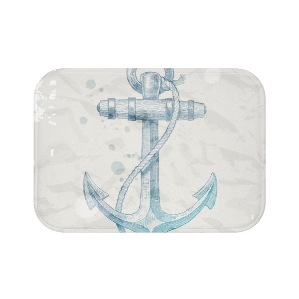 Nautical Anchor Bathmat, ocean decor, beach decor,