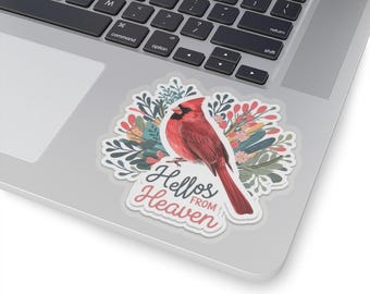 Adesivo cardinale di simpatia con messaggio ispiratore, adesivi fustellati, regalo di dolore, perdita di una persona cara