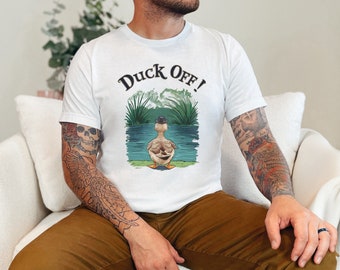 面白いメンズダックTシャツ - ダックオフ！池グラフィックTシャツ