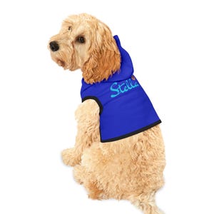 Trendy Custom Name Dog Hoodie in Blue - Minimalist Design, Dog Mom Gift, Personalized Dog gift, Christmas Pet gift. Custom Pet Hoodie