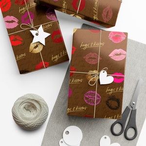 Romantic Kiss Lipstick Wrapping Paper, Gift Wrap Papers, Valentines Gift wrap, Anniversary Gift wrap, Birthday gift wrap,