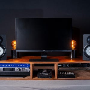 3U Studio Rack - Riser Monitor for Desk - Walnut Audio / Video / Gear Rack for 19&quot; Rack-mount Equipment