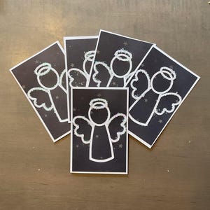 5 Handmade  Angel Christmas  Cards with Envelopes