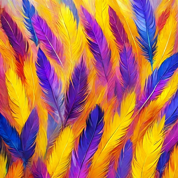 Tableau Plumes Multicolores: Douceur Artistique pour Décor Mural Élégant - Impression Sur Toile