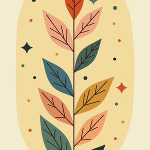 Gemäldedruck auf Leinwand oder Poster, minimalistisches Poster, Herbstblätter, Naturwandkunst, einzigartiges Herbstwerk, Geschenkidee