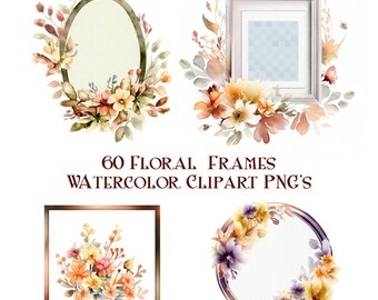 Watercolor Clipart SET OF 60, Fall-Inspired watercolor, insert your own message or photo, high resolution images, cards, table art